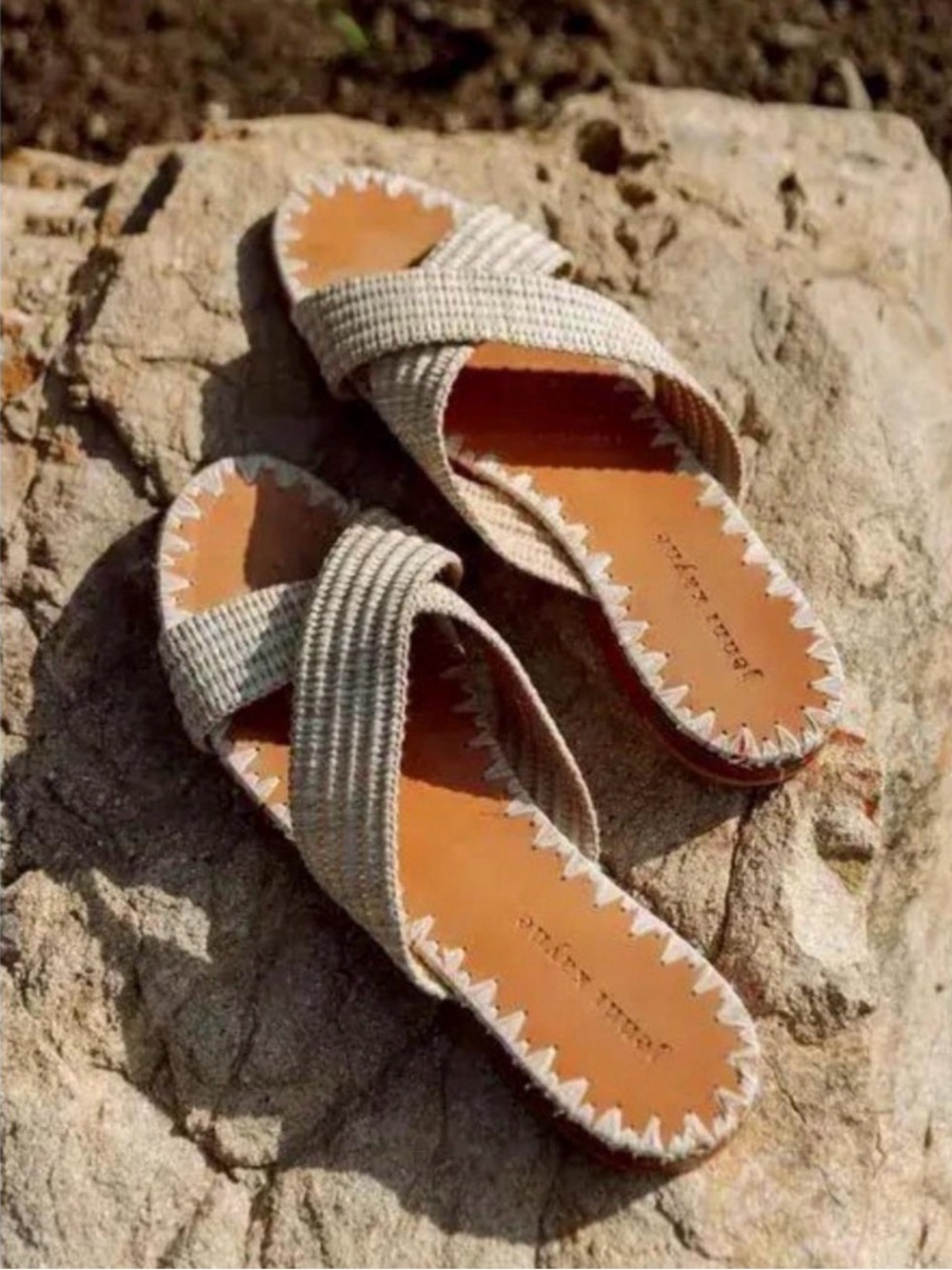 NWT Jenni Kayne Raffia Crossover Sandals Sz 6.5 super classic